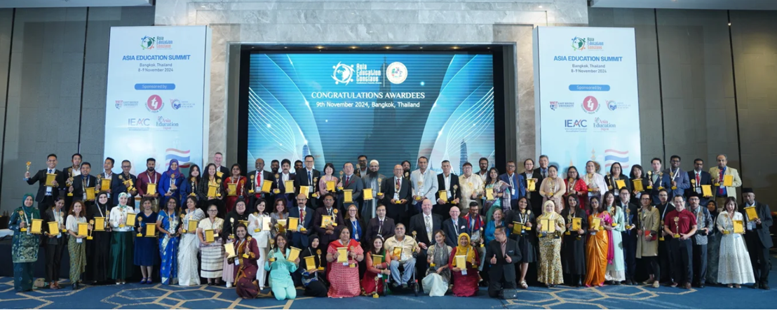 Awardees at an education summit