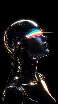Futuristic AI and immersive technology visual